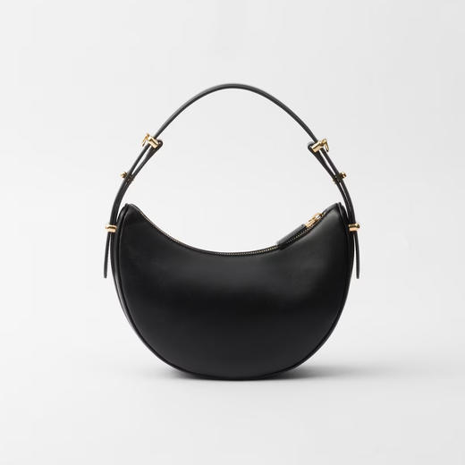 PRADA 普拉达 女士珐琅金属三角徽标 Arqué 皮革单肩包 黑色 1BC194 ASK F0002 OOO 商品图2