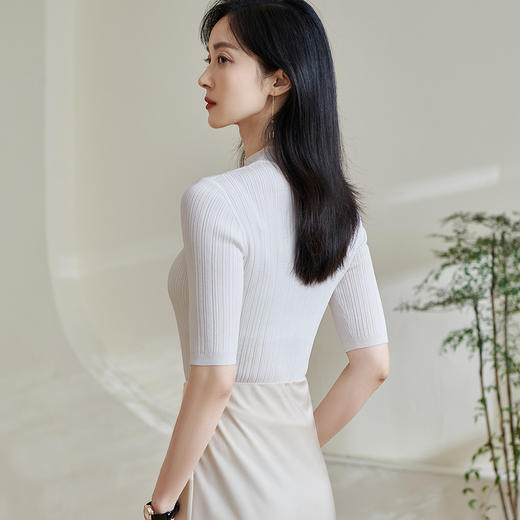 【显瘦针织衫】2026春季新款优雅知性半透烫钻修身上衣女0474 商品图6