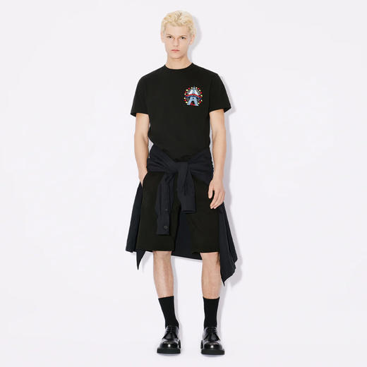 KENZO 高田贤三 男士棉质小海棠花徽章刺绣休闲短裤 黑色 FC65 PA794 4MF 99J 商品图3