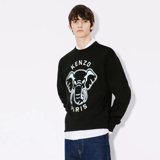 KENZO 高田贤三 男士大象”徽标刺绣运动卫衣 黑色 FE55 SW188 4MF 99J 商品图1