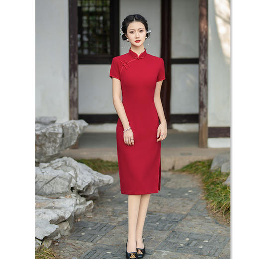 中长款短袖旗袍2024春夏新款复古国风大码旗袍裙GX801067 商品图4
