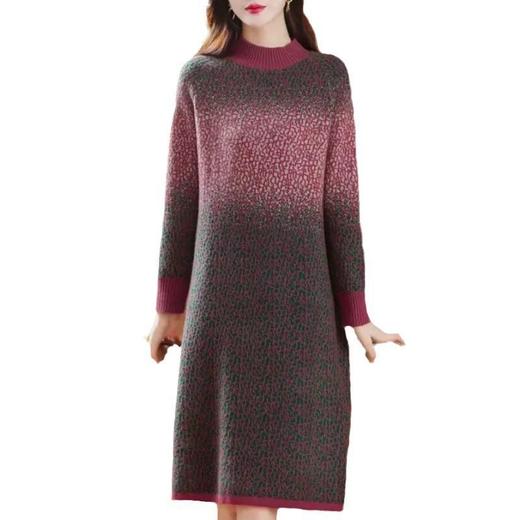 AE-9890秋冬长款气质半高领针织羊毛衣裙 商品图4
