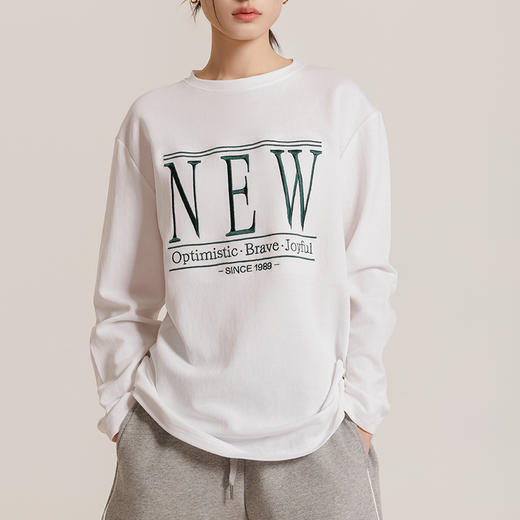 weyo女撞色刺绣圆领衫长袖T恤衫上衣880005 商品图0