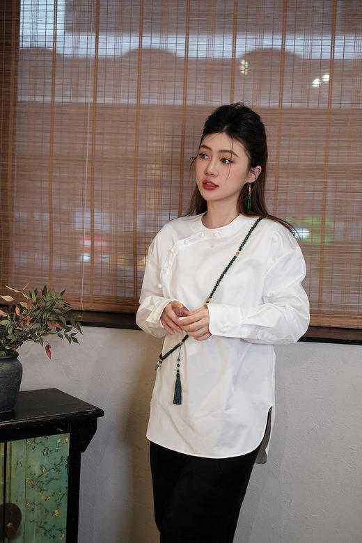  盛唐牡丹|玺越新中式衬衫-白色 商品图2