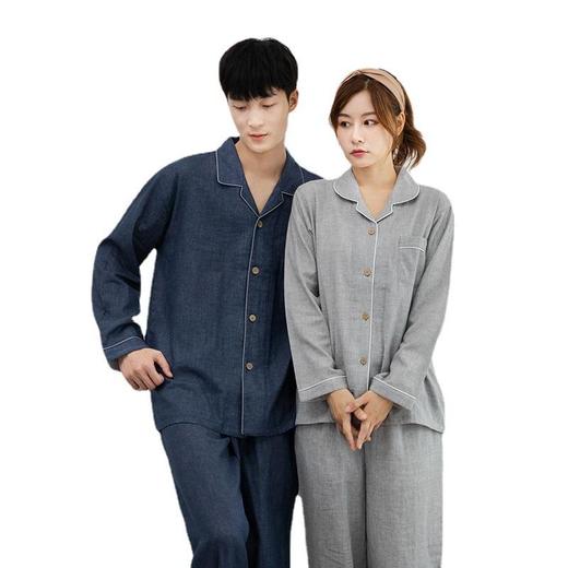 【无印风双层纱布纯棉家居服】春秋梭织无印日系春秋男女大码中老年睡衣 商品图4