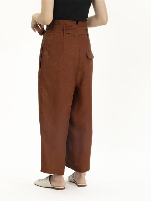 盛唐牡丹 |红云纱斜扣腰带阔腿裤 商品图4