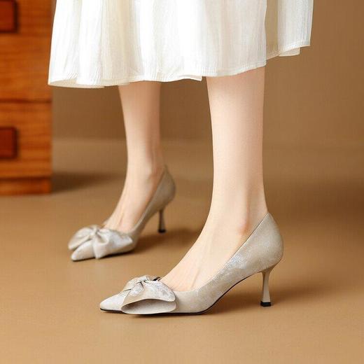 DB&M-5822新款韩版时尚尖头细跟蝴蝶结单鞋高跟女鞋 商品图3