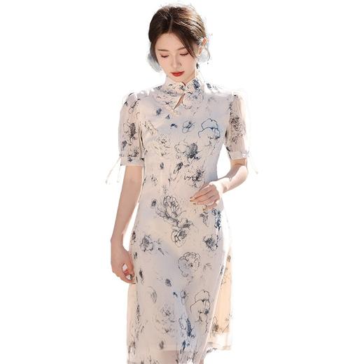 春季新款，气质优雅改良年轻款米色淑女范短袖蕾丝旗袍YG-2369 商品图4