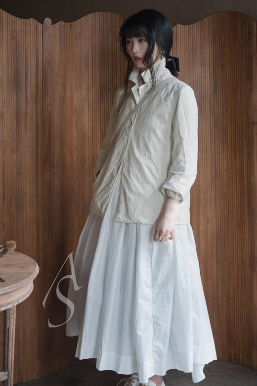 Casey Casey 青竹绿/白色camelia垂褶连衣裙 商品图6