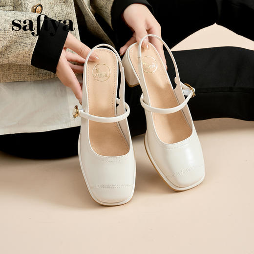 Safiya/索菲娅2024春 法式复古方头后绊带浅口包头玛丽珍单鞋 SF41111415 商品图1