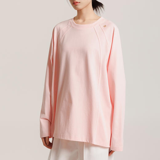 weyo女装插肩袖圆领长款薄T恤纯色宽松上衣880018 商品图0