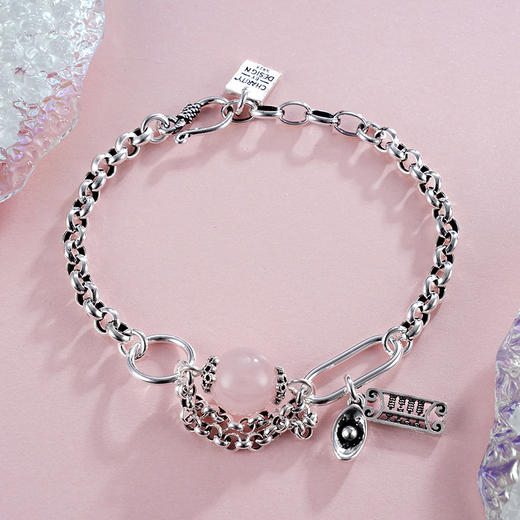 子佩集S925银串珠复古手链【TSB0001-25】粉水晶手链2402 商品图1