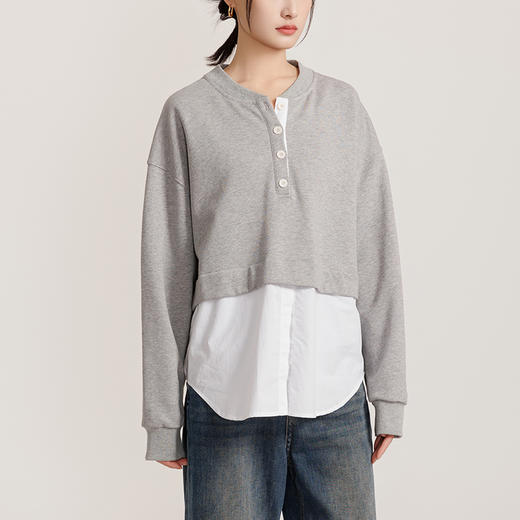 weyo女装假两件圆领卫衣拼接衬衫880014 商品图2