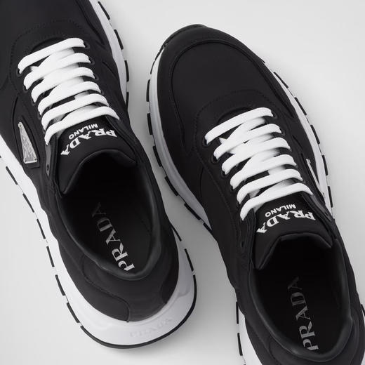 【三】PRADA 普拉达 男士珐琅金属三角徽标Re-Nylon休闲运动鞋 黑色 2EE369 3LFV F0632 商品图3