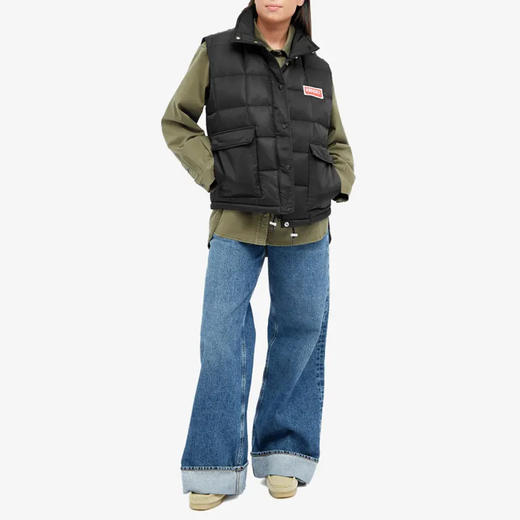 KENZO 高田贤三 女士徽标贴花绗缝羽绒马甲 黑色 FD62 OU117 9NI 99 商品图3