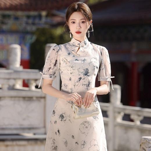 春季新款，气质优雅改良年轻款米色淑女范短袖蕾丝旗袍YG-2369 商品图0