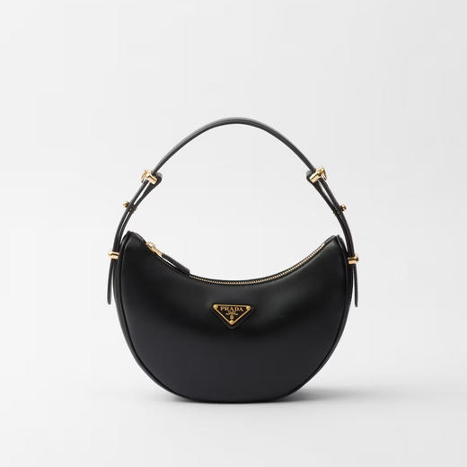 PRADA 普拉达 女士珐琅金属三角徽标 Arqué 皮革单肩包 黑色 1BC194 ASK F0002 OOO 商品图0