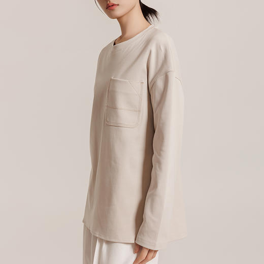 weyo女装撞色线迹落肩圆领衫长袖T恤880022 商品图2