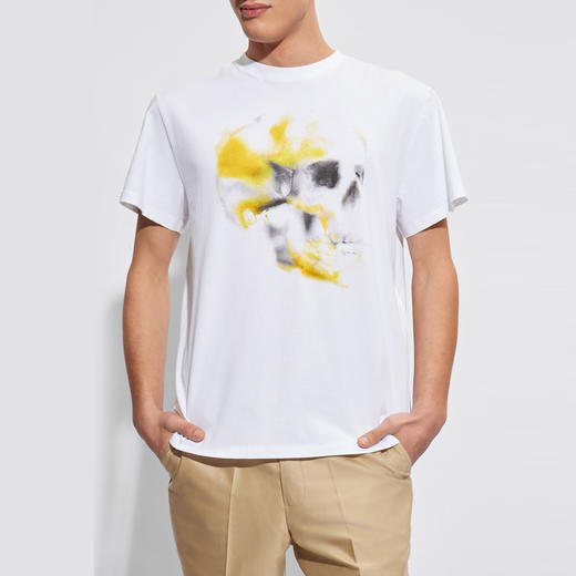 ALEXANDER MCQUEEN 亚历山大.麦昆 男士骷髅徽标印花棉质圆领短袖T恤 白色 776336 QTAAL 0962 商品图1
