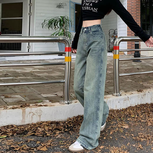 【GZ】无忧购法式复古怀旧宽松大码高腰直筒阔腿裤613（尺码偏大，卡码拍小）（截单后3-5天发货) 商品图7