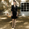 IWY/黑色正式场合连衣裙女七分袖蕾丝装饰设计西装裙双排扣气质职场裙Q1057 商品缩略图4