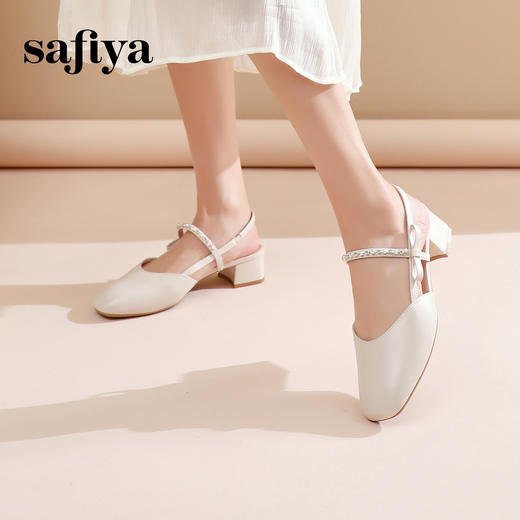 Safiya/索菲娅2024春 仙女风水钻链条后空粗跟浅口蝴蝶结单鞋 SF41111420 商品图5