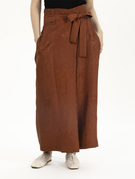 盛唐牡丹 |红云纱斜扣腰带阔腿裤 商品图1