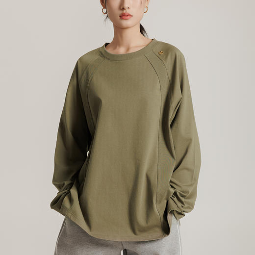 weyo女装插肩袖圆领长款薄T恤纯色宽松上衣880018 商品图4