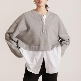 weyo女装假两件圆领卫衣拼接衬衫880014