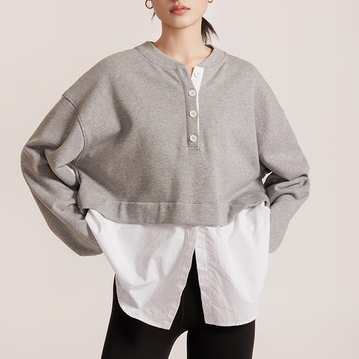 weyo女装假两件圆领卫衣拼接衬衫880014 商品图0
