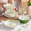 「七件套！抖音同款」新款创意ins风餐具2人食绿色铃兰小清新餐饮用具釉下彩陶瓷碗盘碟7件套装 商品缩略图1