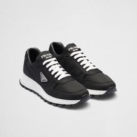 【三】PRADA 普拉达 男士珐琅金属三角徽标Re-Nylon休闲运动鞋 黑色 2EE369 3LFV F0632