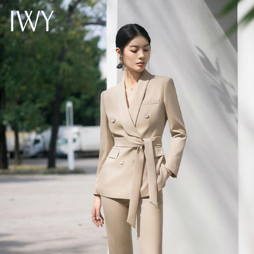 IWY/主持人卡其色西装套装女职业装气质女神范工作服显瘦演讲比赛服装C14106+P34106 商品图2