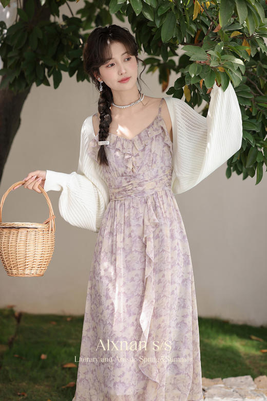 鹿向南《抒情》初春碎花连衣裙套装女L33828SY 商品图5