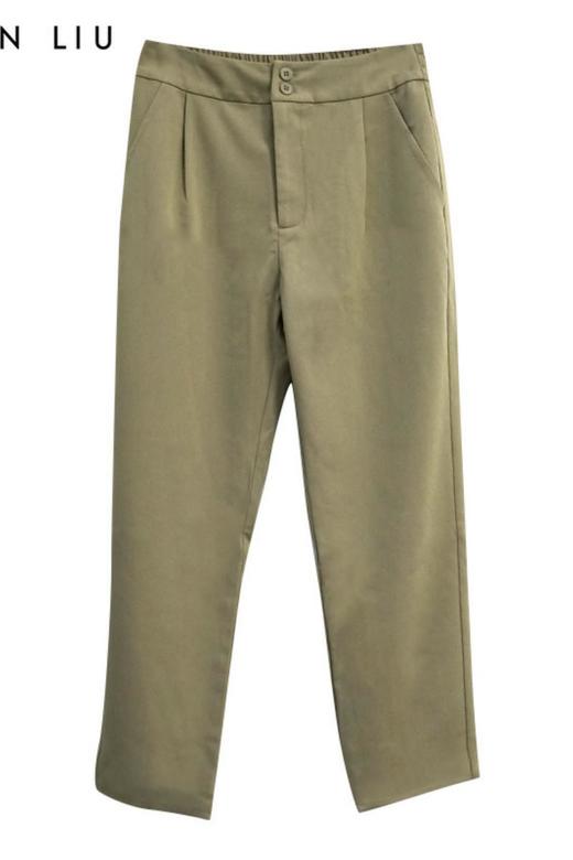 VIVIAN LIU薇薇安刘R2415003春女装新款后腰松紧斜插兜直筒裤 商品图5