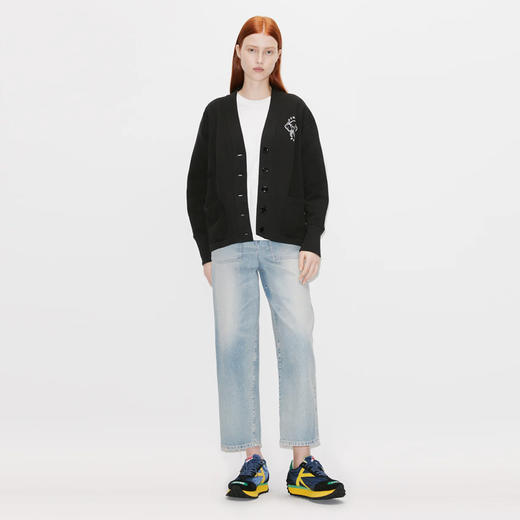 【一】KENZO 高田贤三 女士大象徽标图案印花棉质针织开衫 黑色 FD62 SW094 4ME 99J 商品图3