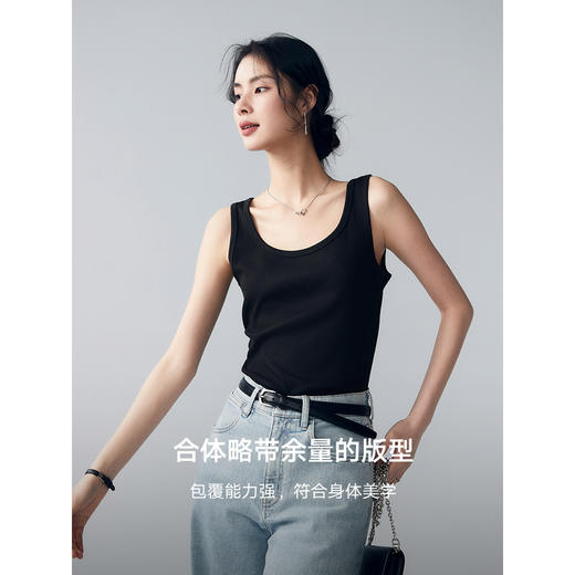 （小眠专属）初棉实用美学显瘦背心 | 万能基础款，黑白小香风撞色，修身显瘦 352603004 商品图3