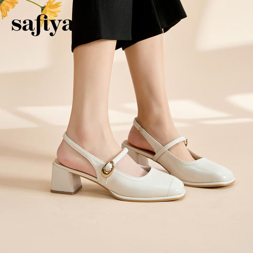 Safiya/索菲娅2024春 法式复古方头后绊带浅口包头玛丽珍单鞋 SF41111415 商品图4