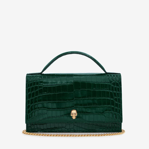 ALEXANDER MCQUEEN 亚历山大.麦昆 女士绿压花鳄鱼小牛皮骷髅提胯包 绿色 732798 1HB0G 3120 商品图0