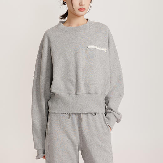 weyo女装大落肩短款基础版纯色卫衣880012 商品图0