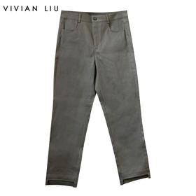 VIVIAN LIU薇薇安刘D2345003秋女装新款斜插兜裤不规则脚口长裤