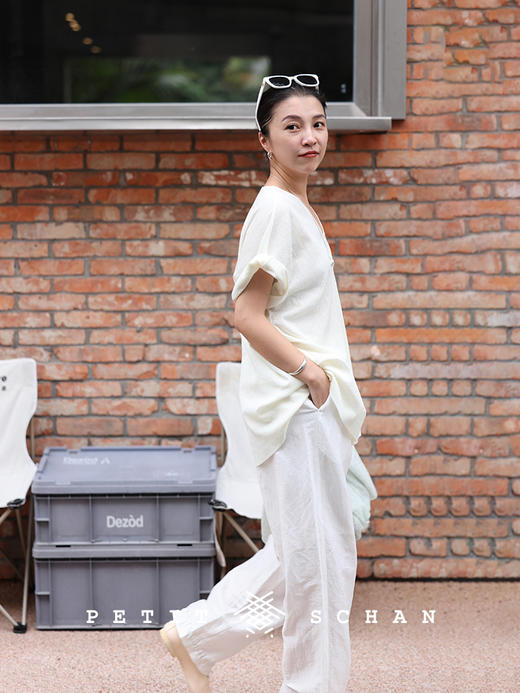 PETIT SCHAN小闪 CLO#318 floating dream 浮生若梦 日本进口光泽感面料亚麻混纺秋冬松紧腰直筒裤 商品图1