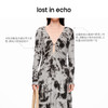 lost in echo2024春季新款设计师品牌连帽修身镂空褶皱长款连衣裙 商品缩略图1