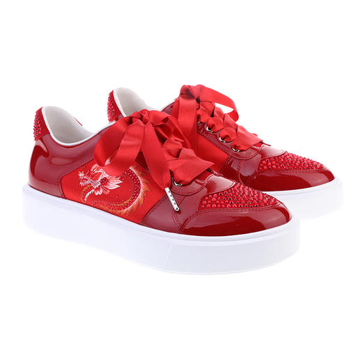 sheme游龙系列进口漆皮龙纹刺绣点缀时尚奢华女士运动鞋可定制 商品图5