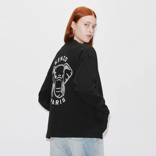 【一】KENZO 高田贤三 女士大象徽标图案印花棉质针织开衫 黑色 FD62 SW094 4ME 99J 商品图2