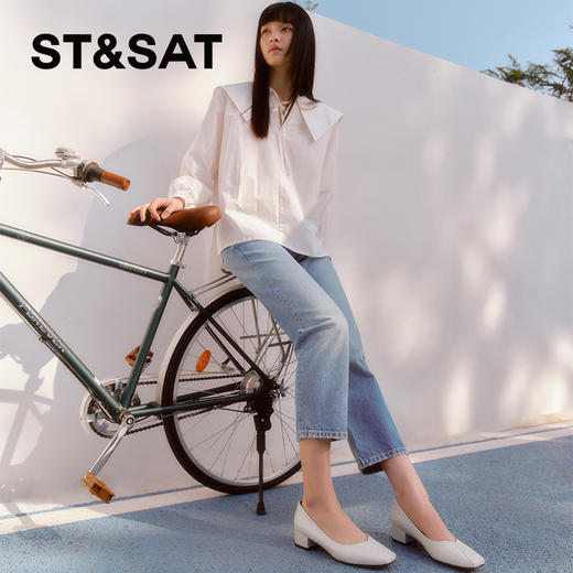 星期六经典通勤方头粗跟鞋SSC111130V 商品图3