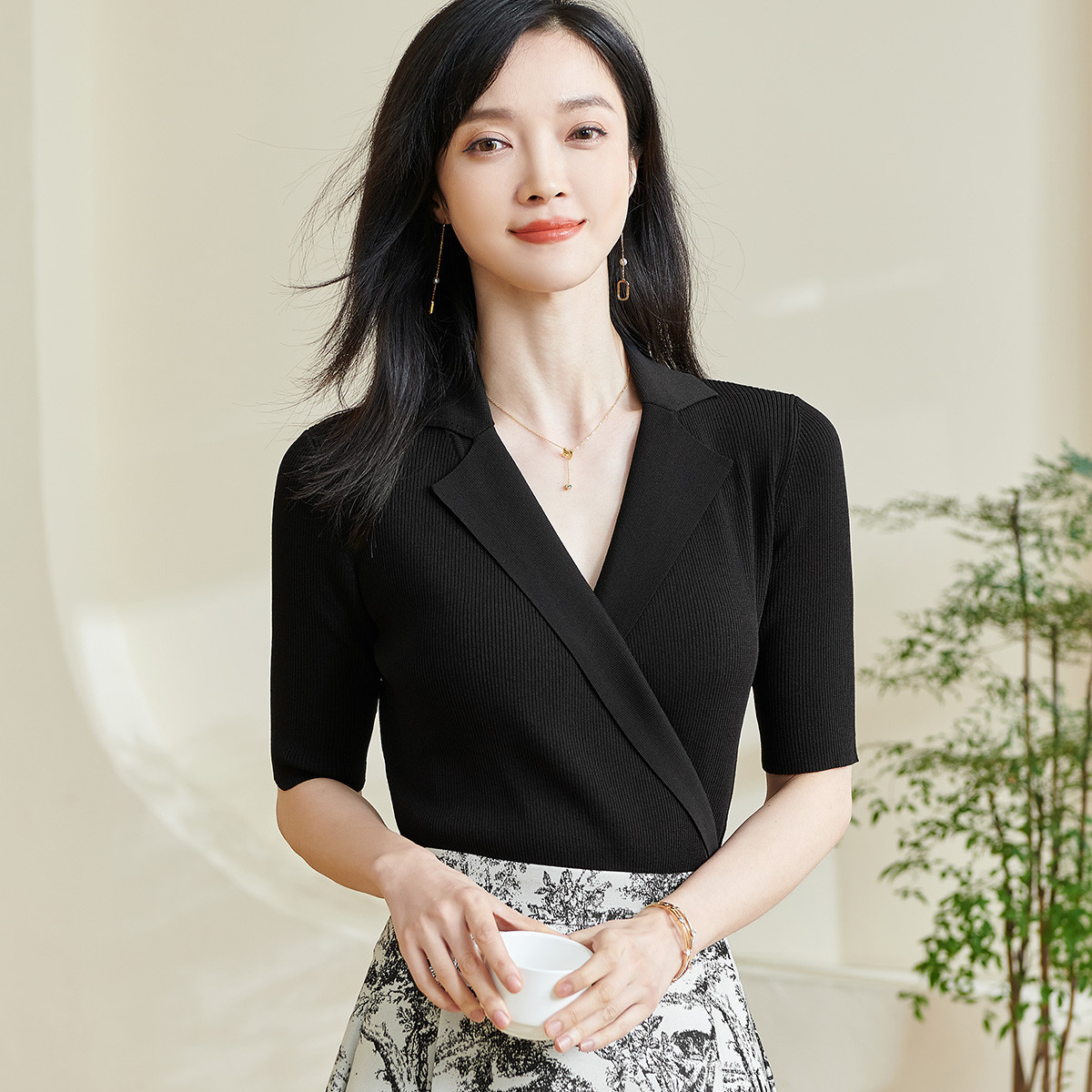 剩S/M/L/XL 【气质针织衫】2026春季新款时尚知性优雅修身显瘦上衣