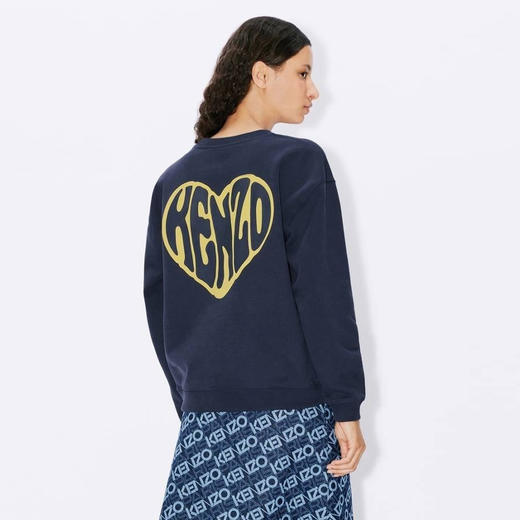 KENZO 高田贤三 女士心形徽标印花棉质卫衣 蓝色 FD62 SW075 4MC 77 商品图2