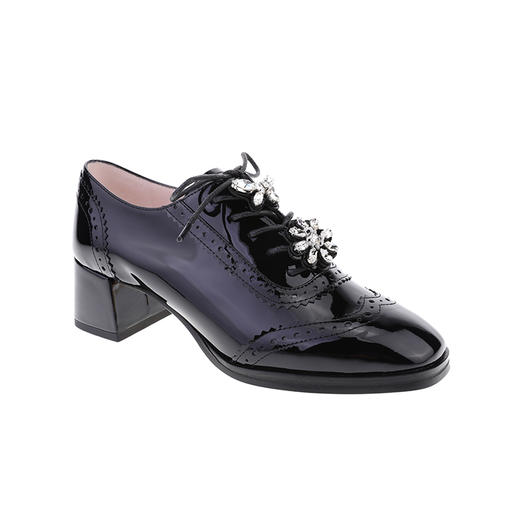 sheme蝶雨彩虹系列进口漆皮可拆卸水晶扣饰女士系带乐福鞋可定制 商品图4