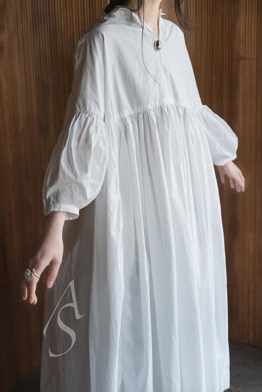 Casey Casey 青竹绿/白色camelia垂褶连衣裙 商品图1